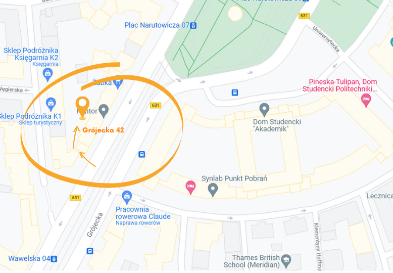 Mapka pokazująca jak trafić do Książkomatu.