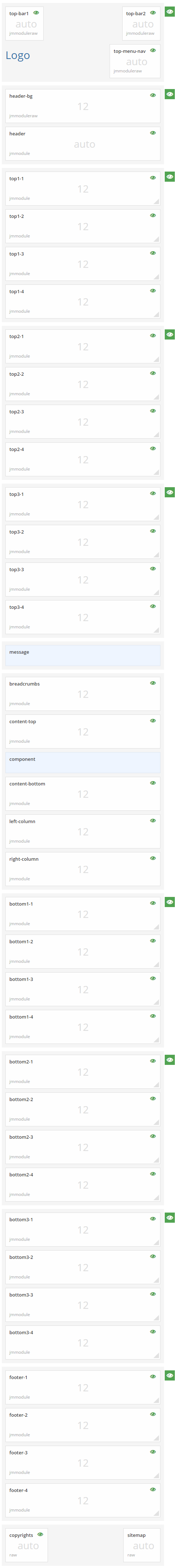 Module positions for extra small screen